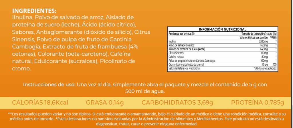 Ingredientes piña Tropical Blast